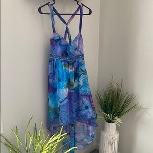 Vibrant Blue and Purple Strappy Dress